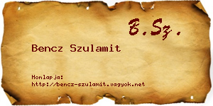 Bencz Szulamit névjegykártya